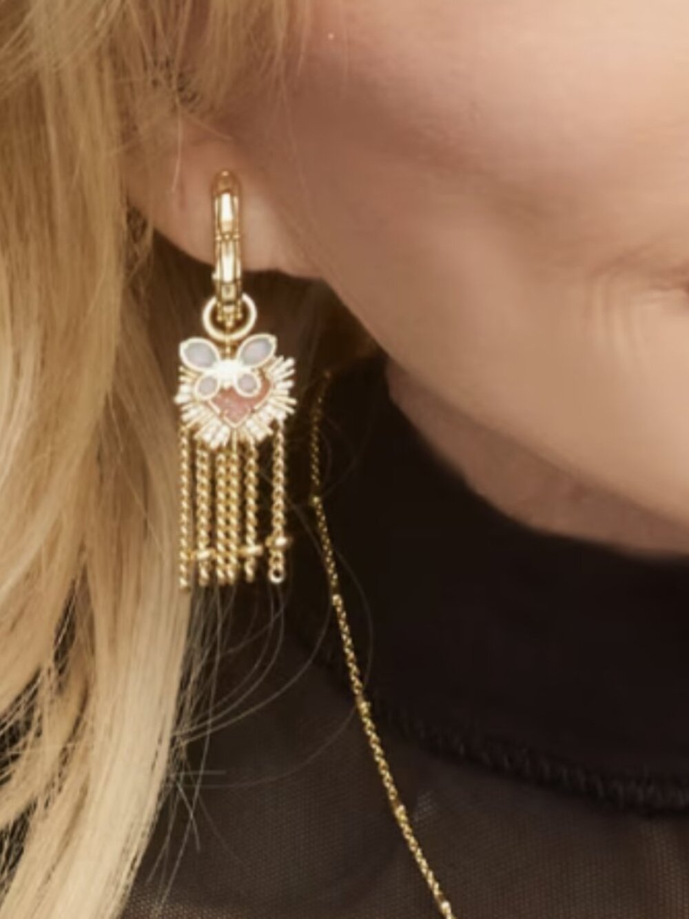 The Dolly Parton x Kendra Scott Ari Heart Butterfly Gold Huggie Earrings - Picture 3 of 3